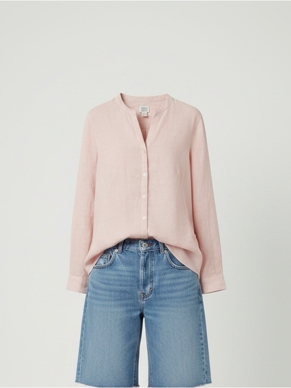 Sigrid Olsen Pale Pink Button-Down Linen Blouse